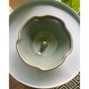 Coffelt Pottery Stoneware Bowl Turquoise Mini Bundt cake mold